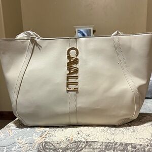 Cream Leather Tote Bag